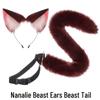Set Bandă de Cap și Coadă de Pisică din Pluș Culoarea Mentei - Recuzită Cosplay Realizată Manual pentru Spectacole de Catgirl