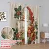 2 Stück, 2D-Flachdruck Vorhänge & Fensterdekoration Weihnachtsmann mit Geschenken Polyesterstoff (ohne Stange) Art Deco Festlich für