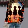 Women's Casual Fashion Halloween Print Long Sleeve Pullover T-shirt Top