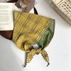 Headscarf women's idyllic summer new clear plaid triangle scarf scarf women's knitted headband silk scarf