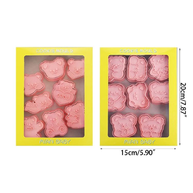 16Pcs/set Kitchen Cartoon Bear Cookie Cutters Cartoon Pressable Biscuits Mold