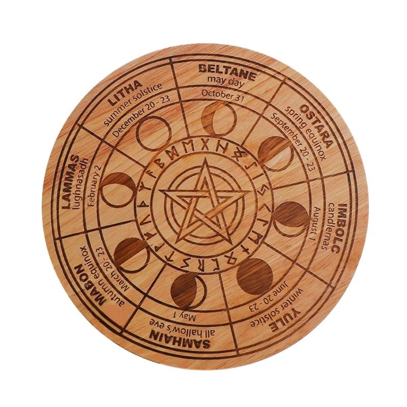 Divinations Energy Pendulums Plate Dowsing Divinations Board Wood Pendulums Witchcrafts Board for Beginner Witchcrafts Supply