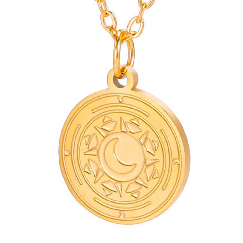 Round Coin Compass Pendant Necklace for Men Women Viking Star Butterfly Stainless Steel Choker Jewelry Hip Hop Accessories Gift