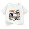 Funny Sushi Cat Food Design Printed T Shirts Short Sleeve Kids Children's T-shirt Boys Girls Summer Spring Cute Top Tee Shirt
