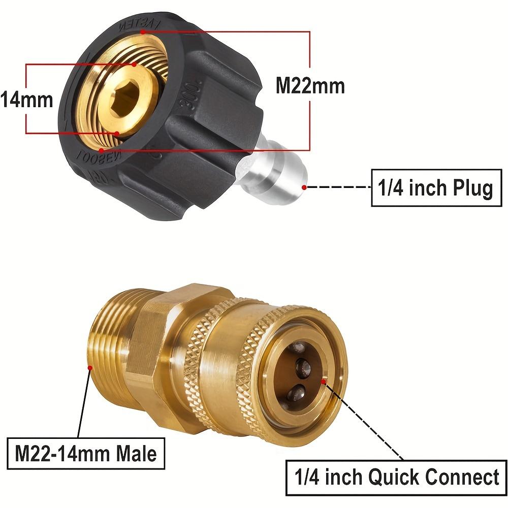 Brass Quick Connect Fittings M22 14mm to 1/4'' Quick Release Adapter Set - Pressure Washer Accessories