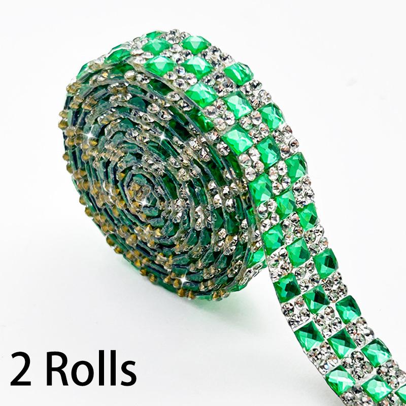 

2 рулона стразовой ленты 1 ярд/рулон блестящая наклейка термоаппликация цепь лента для шляп сумок курток стекла DIY
