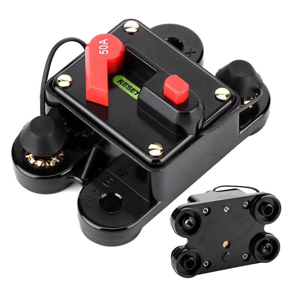 Car Audio Automatic Manual Reset Fuse Holder Circuit Breaker 12V 50A