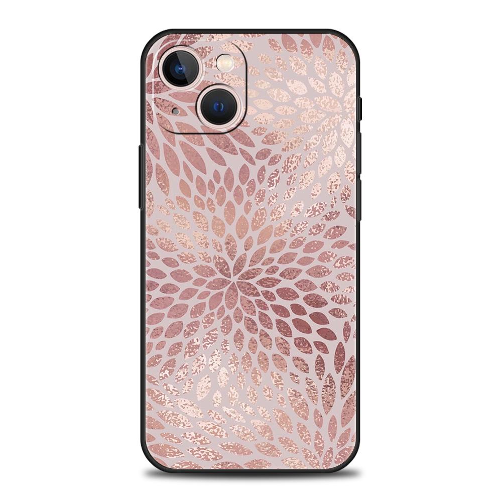 

Luxury TPU Soft Phone Case For iPhone 16 11 15 14 Pro MAX 12 13 7 8 Plus X XR XS SE 2022 Black Cover Beautiful Rose gold art iPhone 7 8 SE