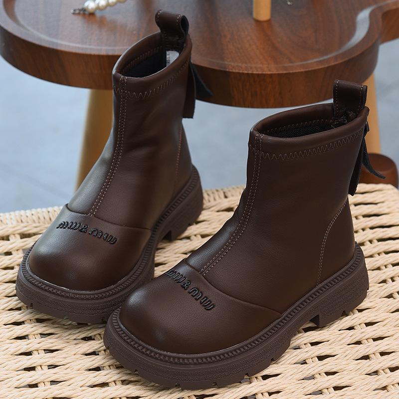 Vattentäta Läder Bomullsstövlar för Flickor - Höst/Vinter 2025 Martin-stil