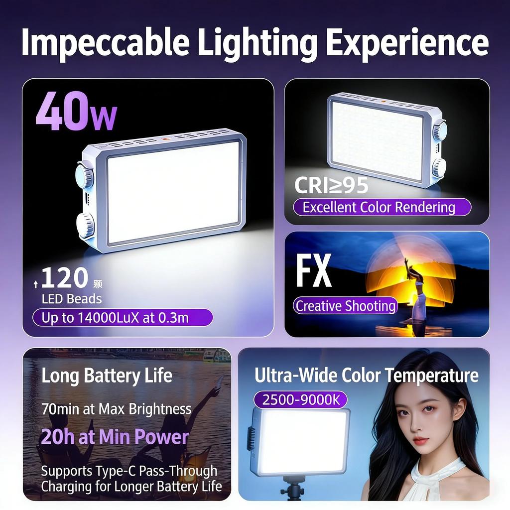 Portable mini fill light, handheld LED pocket light, outdoor shooting soft light,selfie live video photography indoor fill light