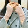 Fingerless Gloves for Women Faux Fur Thumb Hole Half Finger Gloves Stretchy Warm Winter Typing Writing Mittens