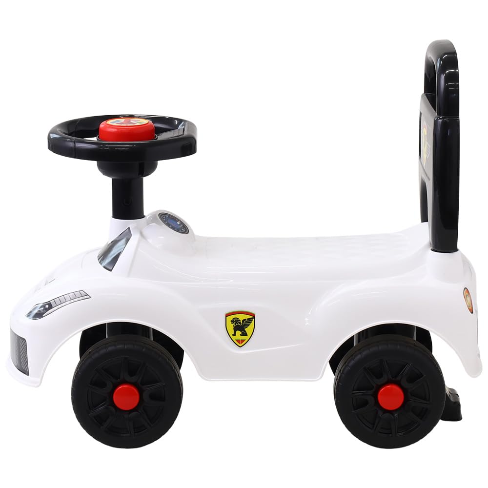 Seathestars Lightweight Comes with Push Bar Ride-on Toy, Kick-Off, Indoor/Outdoor, Kid's Ride-on Car, Foot-Pedal, Kick-Off, Type, (White)