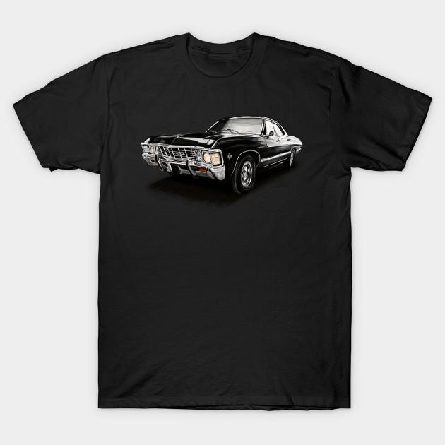 Neworld Tshirts Heren Zwart Print T-shirt Supernatural Impala 1967 No-Cut Transferpapier Print Katoenen T-shirt M zwart