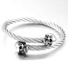 High Quality Stainless Steel Double Skull Bracelet Vintage Men Accessories Skeleton Bangle Fashion Charm Biker Jewelry
