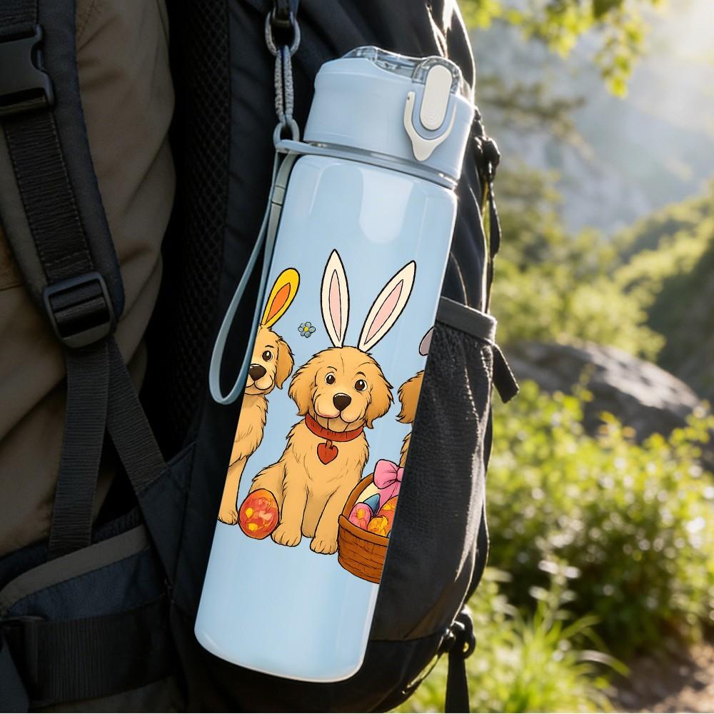 1PC Group Easter Dog Bunnies 750ml Color Plastic Sports Water Bottle Leakproof Flip Straw Lid Suitable for Sports Office Home Use
