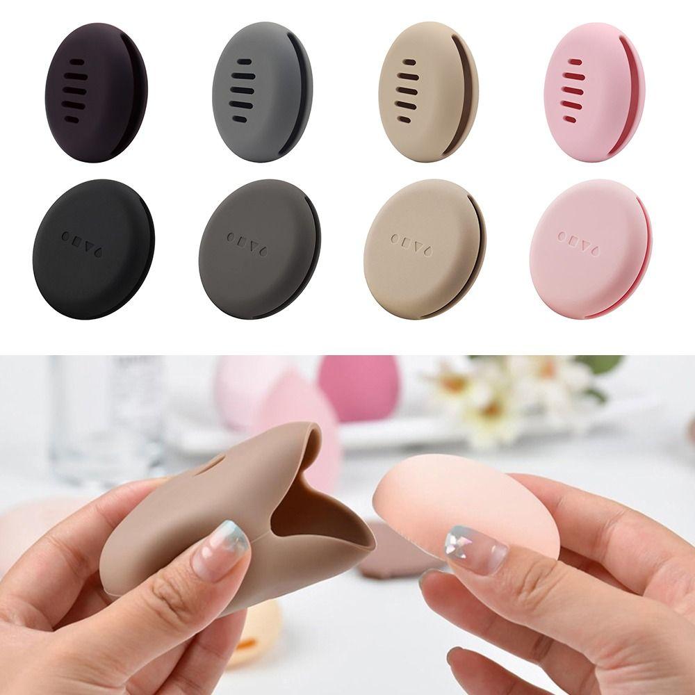 Multi-hole Design Makeup Sponge Holder Soft Silicone Cosmetic Puff Holder Box Makeup Storage