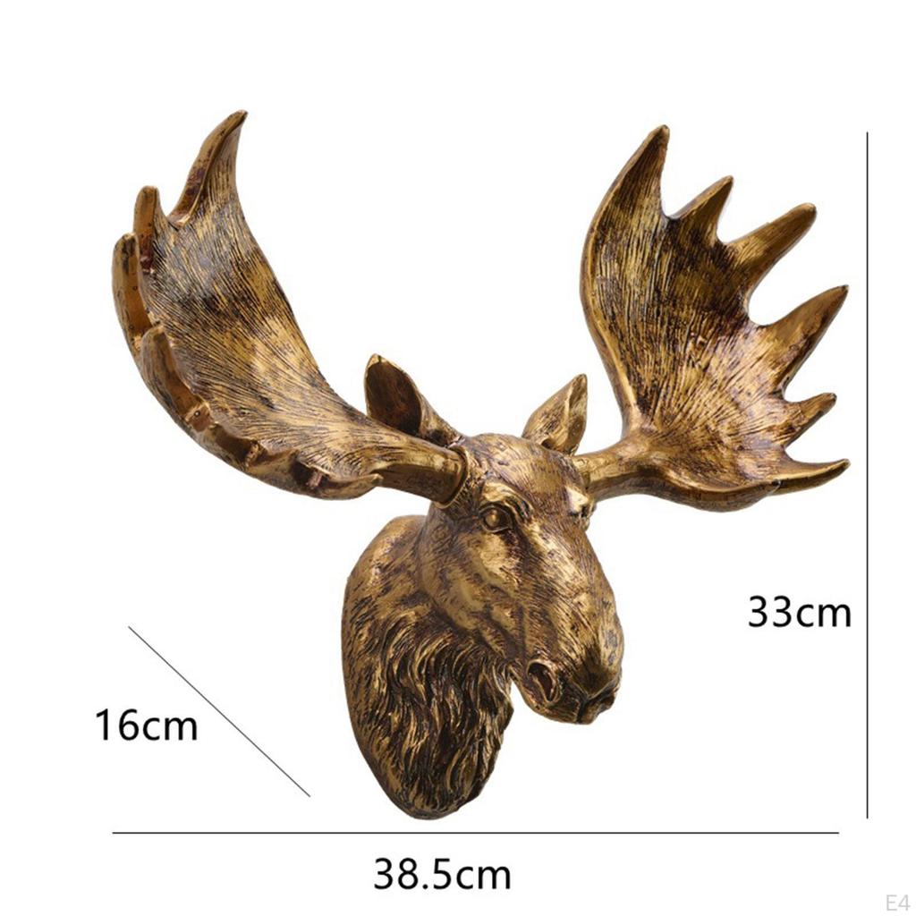 Rzeźba Ścienna z Głową Łosia Figurka Zwierzęcia Sztuka 3D do Sypialni Salonu Prezenty Rękodzieło Uchwyt