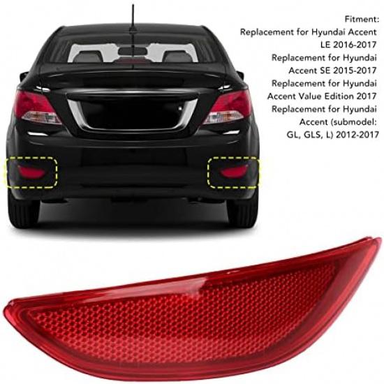 Rear Bumper Night Reflector Rear Bumper Reflector Red Warning Shock Resistant Replacement for Accent LE SE (Right 924061R000)