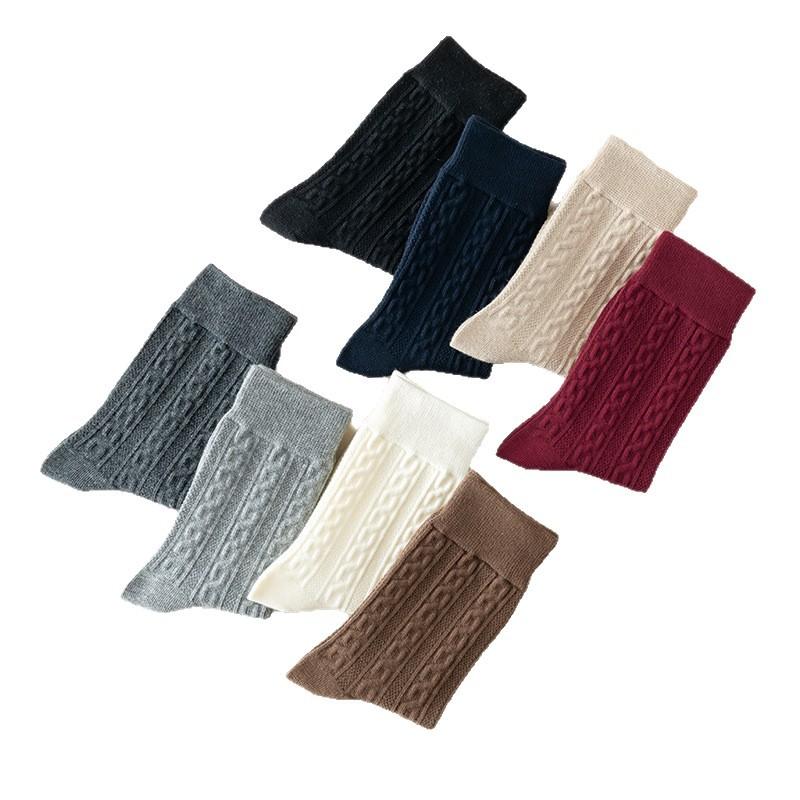 Women's Mid-calf Socks, Autumn and Winter Combed Cotton Antibacterial and Deodorizing Twisted Long Calf Socks, Women's Long Socks