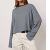 Womens Striped Knit Long Sleeve Loose T Shirt