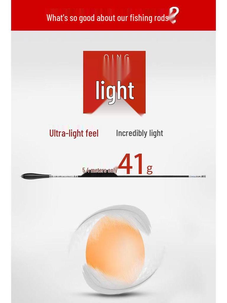 Ultra-Hard, Ultralight Taiwan Carbon Fishing Rod: 28/19 Action, Extremely Fine Design for Crucian Fishing