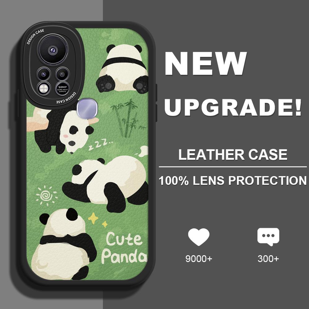 

Тонкий кожаный чехол с рисунком милой панды, мягкий силиконовый чехол из искусственной кожи для iPhone Samsung Huawei Honor Xiaomi Redmi OPPO Realme Vivo Vivo Y91C/Y1S чёрный