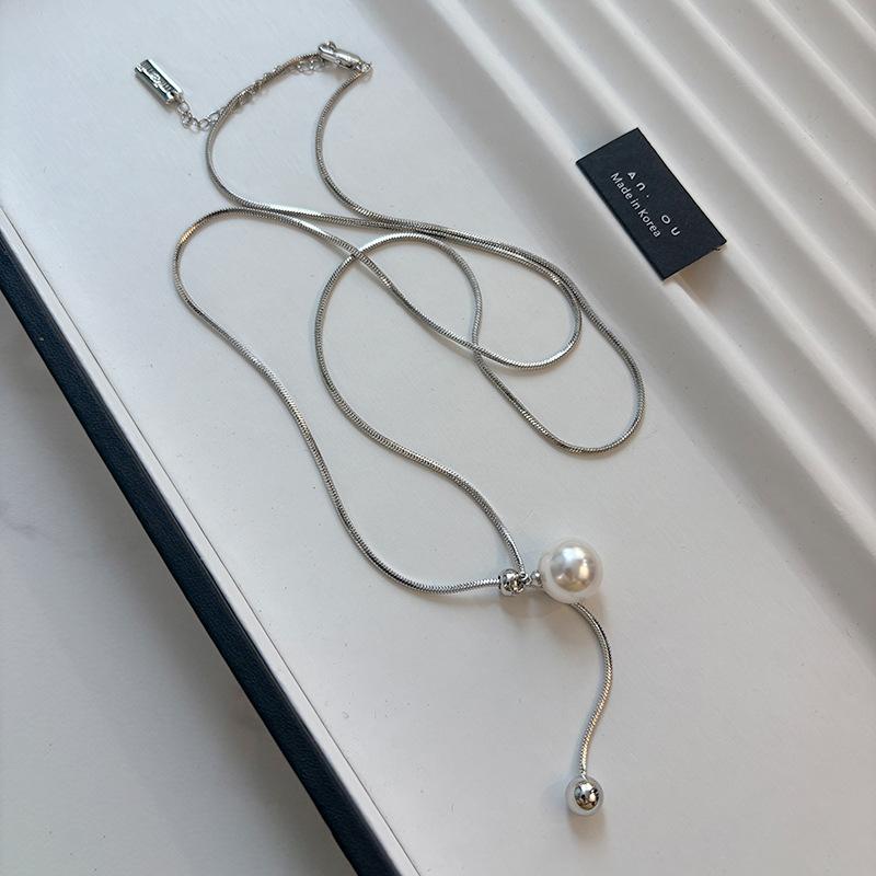 Pull-up S home pearl necklace women s autumn and winter light luxury niche sweater chain atmosphere