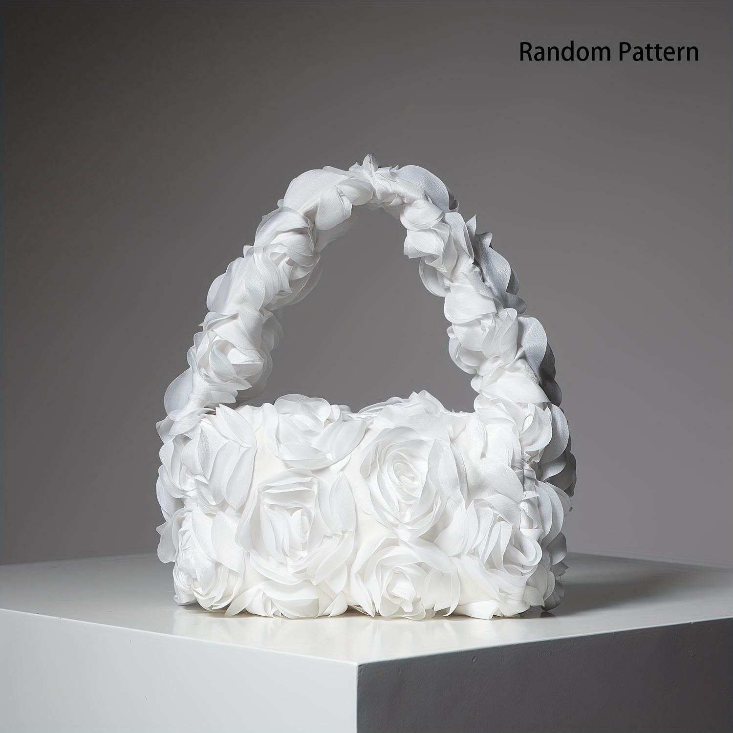 

Элегантный вечерний клатч с розовым узором, полиэстер, застежка-молния, сумка для ужина, свадьбы и вечеринки, романтический подарок для женщин One Size Fits All белый