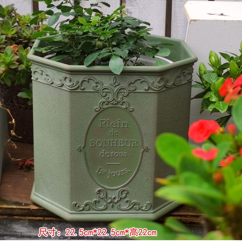 Harz Pflanzgefäß im Vintage-Stil, Robuster Gallonen Blumentopf mit Drainagelöchern für Balkon Garten Dekoration Innen Außen Nutzung