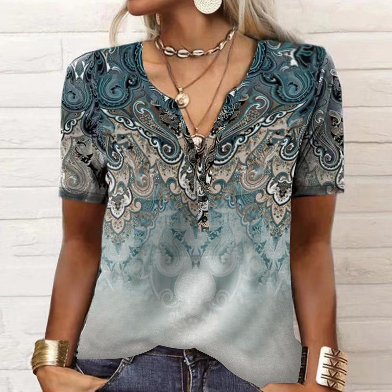Women's 5XLT Shirt Spring and Summer Casual Fashion Tops Women's Short-sleeved Printing Trend Bottoming Shirt T-shirt