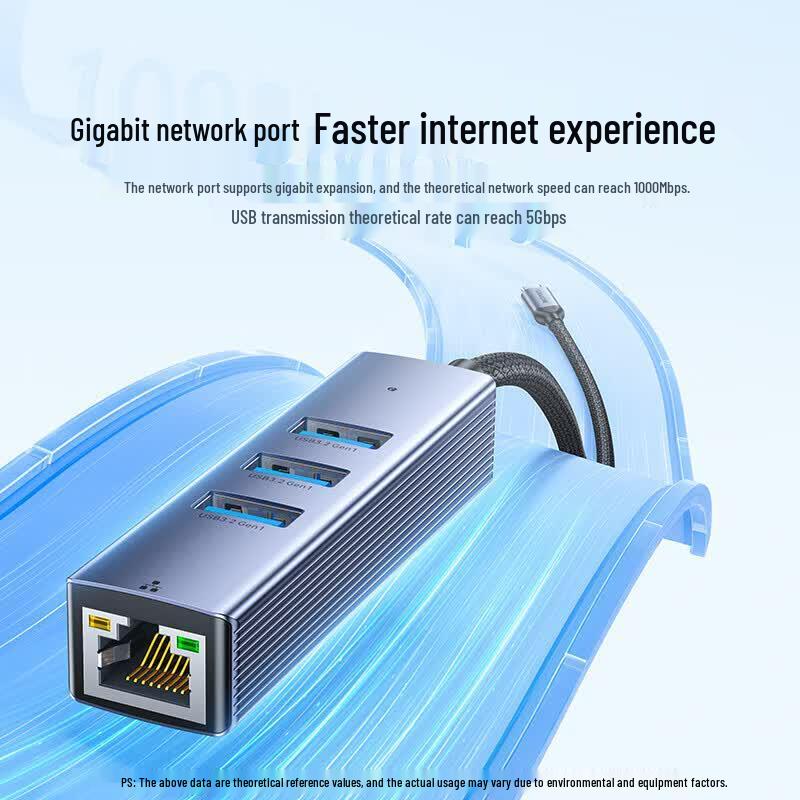 SAMZHE USB-C to Gigabit Ethernet and USB 3.0 Hub Adapter