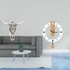 Tribal Bull Head Sculpture Wall Hanging Art with Large Roman Numerals Silent Clock Acrylic