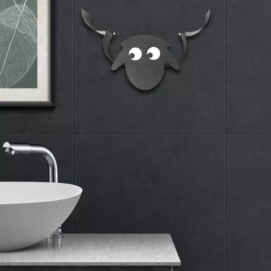 

Держатель для туалетной бумаги, настенная стойка для хранения рулонной бумаги с мультяшным животным рисунком, железная овца, корова, для ванной комнаты 1