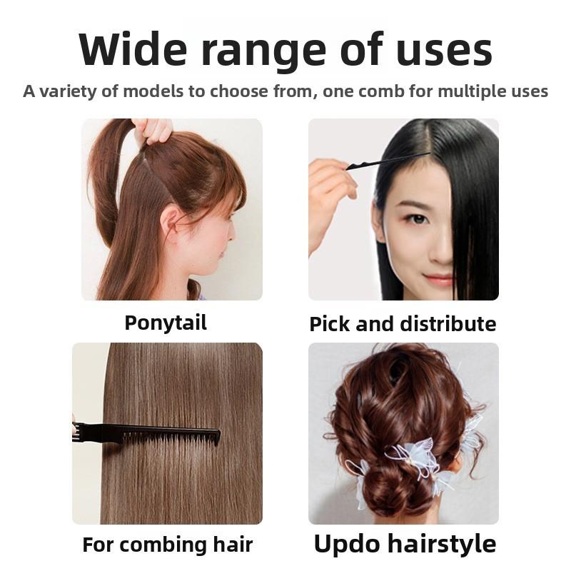 Plastic Hair Comb Set With Fine And Wide Tooth Combs For Salon And Home Use