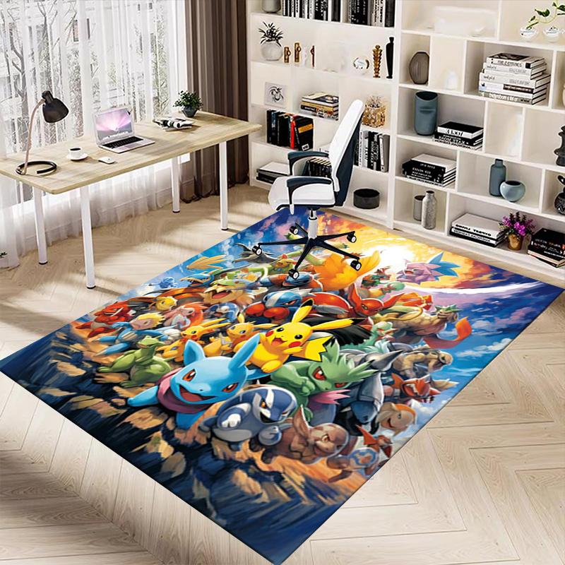 Pokemon Adventure Carpet For Playroom Bedroom Living Room Sofa Home Decorkids Game Area Rug Nonslip Floor Mat