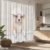 Cute Puppy Shower Curtain – Adorable Pitbull In Soap Bubbles, Cartoon Illustration On Waterproof Polyester, 12 Hooks Included