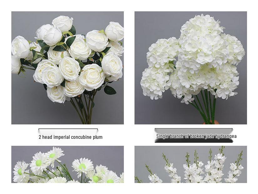 Weiße Blumendekoration für Hochzeiten Künstliche Straußornamente und Bogen-Requisiten