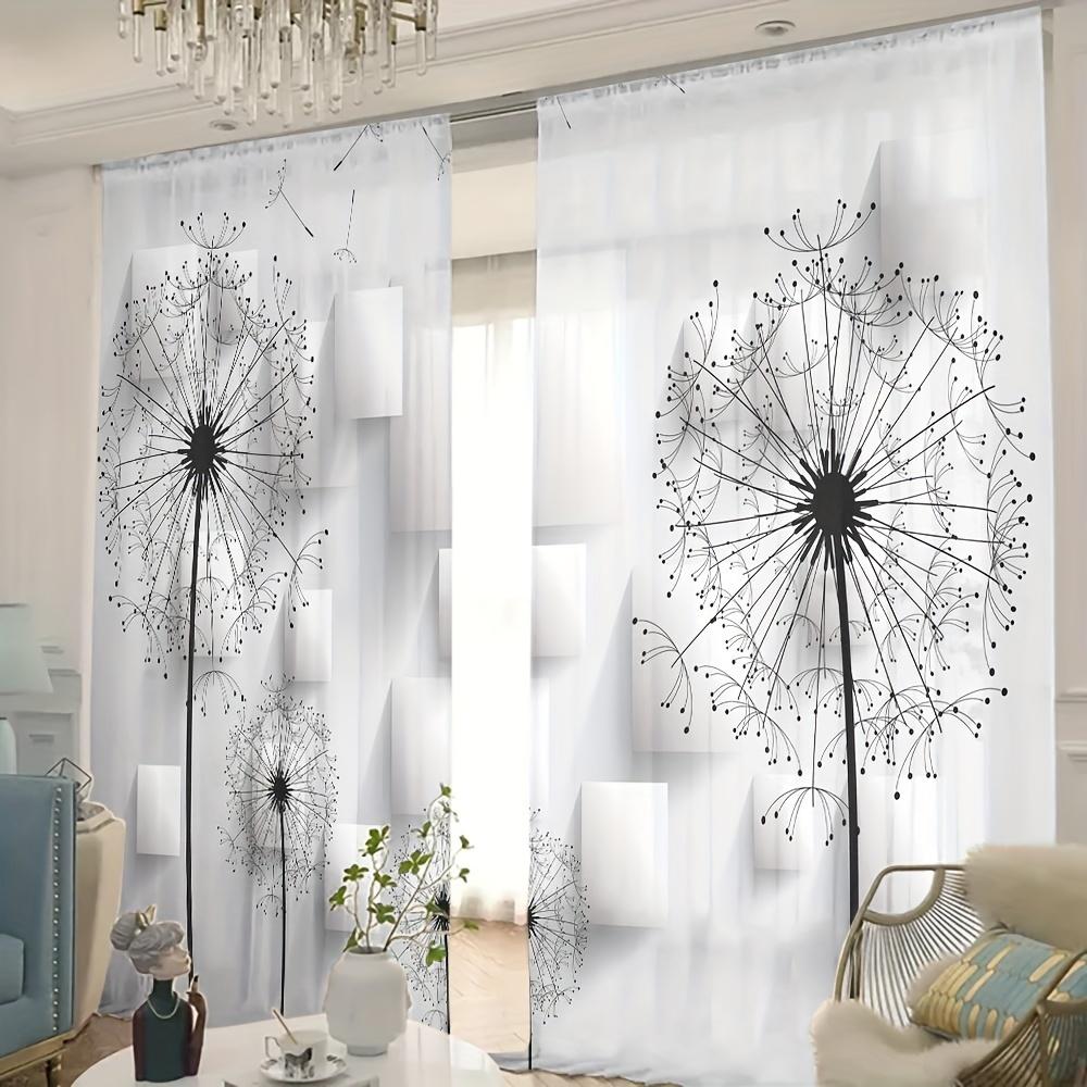 2 Stück Blumendruck Halbtransparenter Vorhang Lichtfilternde Vorhänge für Wohnzimmer Schlafzimmer Küche Café Heimdekoration cortinas
