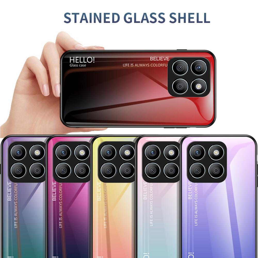 For Honor X8c 4G Case Anti-Scratch Tempered Glass+PC+TPU Phone Cover