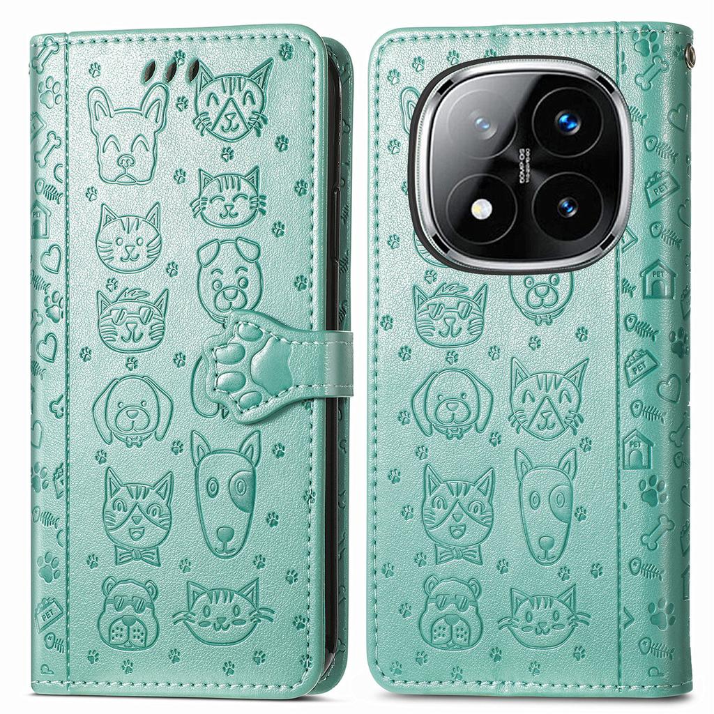 For Xiaomi Redmi Note 14 Pro 5G/Poco X7 5G Case Leather Wallet Flip Phone Cover Cute Cat Dog Pattern