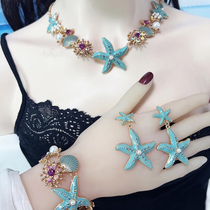 Themed 4 Piece Shell Necklace Collection Sensitive Skin Friendly Alloy Jewelry For Summer Vacation