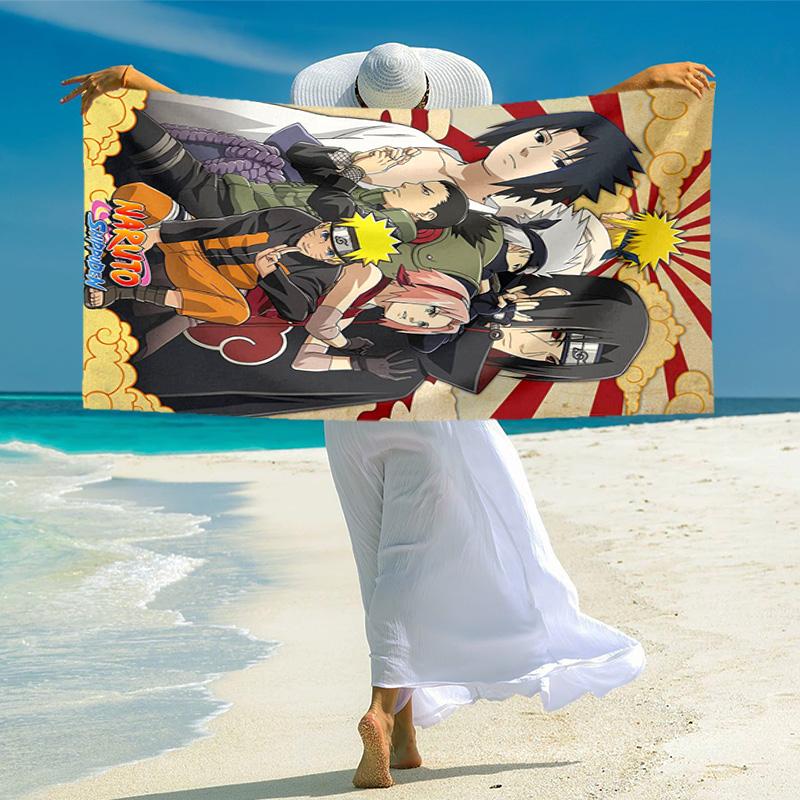 Japanese Anime Cartoon NARUTO Famous Uzumaki Naruto  Beach Towel Outdoor Camping Beach Towel for Vacation Swim Outdoor Pool Absorbent Bath Towel Y14