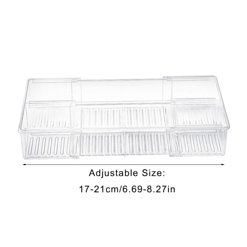Adjustable Double Section Storage Container Clear Spaces Saving Plastic Materials Home Organization Solution