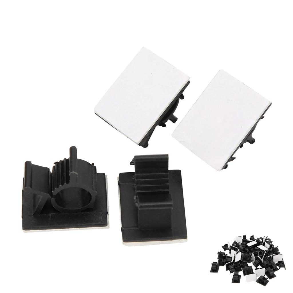 50pcs Cable Management Clips Adjustable Adhesive Nylon Wire Cord Clamp Organizer Black