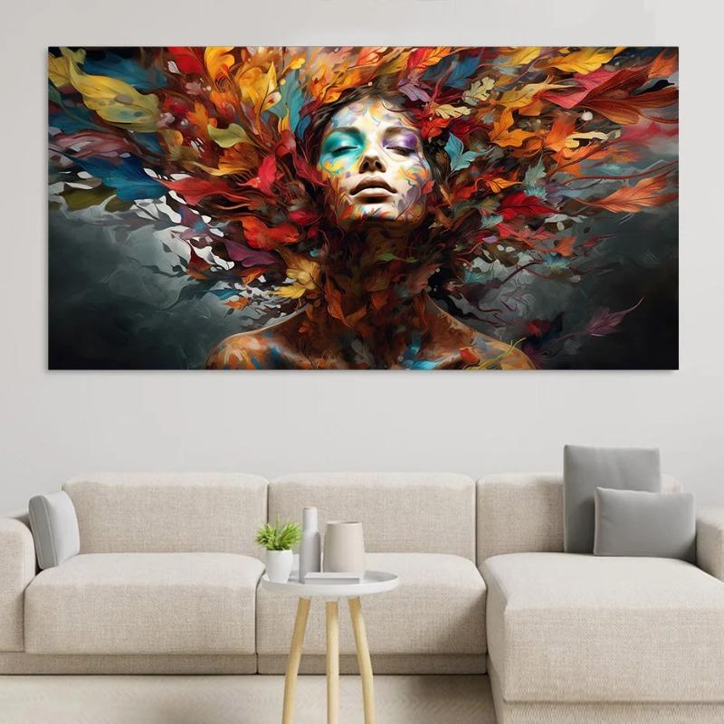 Blue White Flower Boho Large Size Long Poster Wall Art Canvas Modern Painting Print Picture Living Room Home Interior Decor