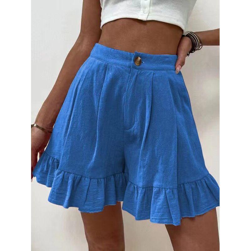 Shorts for Women, Summer Casual Wide-Leg Loose Shorts, 2026 Summer New European and American Women s High-Waisted Shorts for Women Blue M