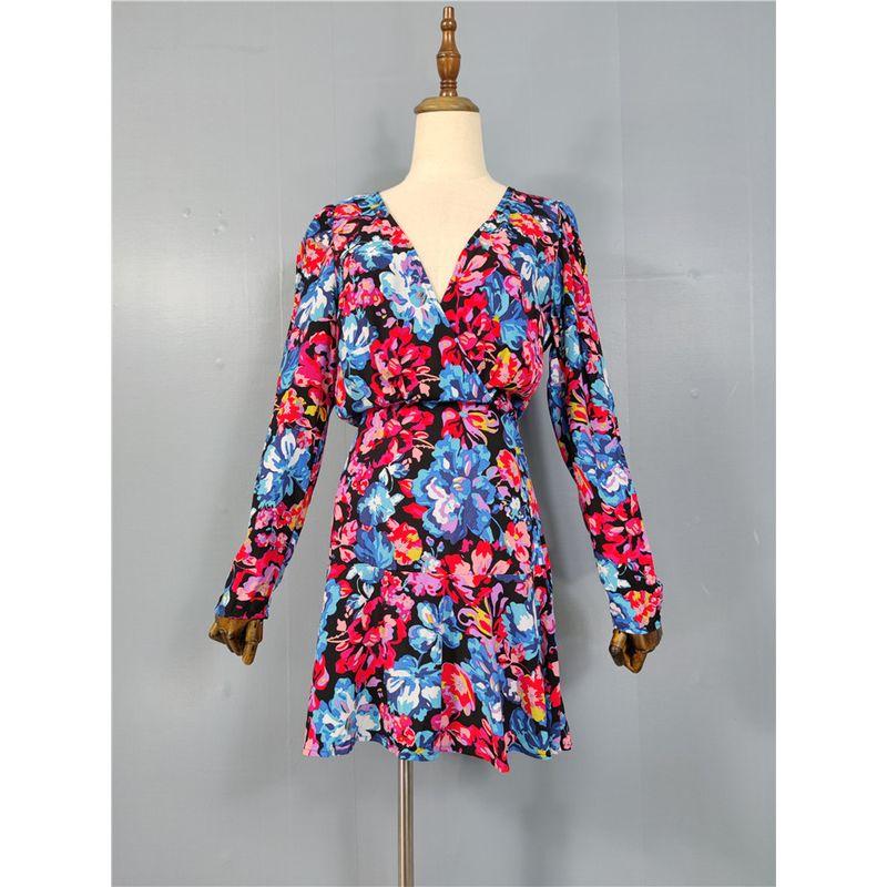 

Exquisite V Neck Long Sleeve Big Hem Elegant Elegance Dress Color M