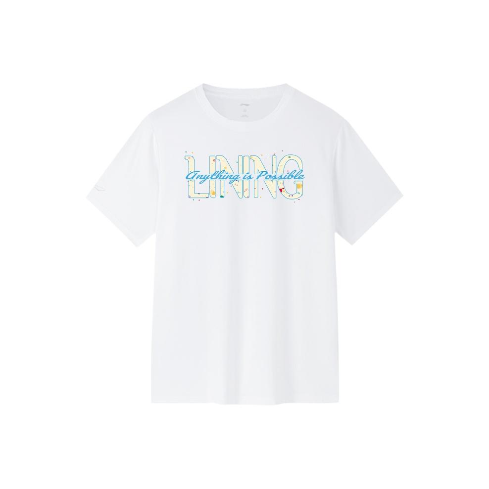 

Li Ning Серия спортивной моды Повседневная универсальная футболка с принтом, удобная, свободного кроя, с коротким рукавом, унисекс, топы 675-2-W+TPU41-1 XL