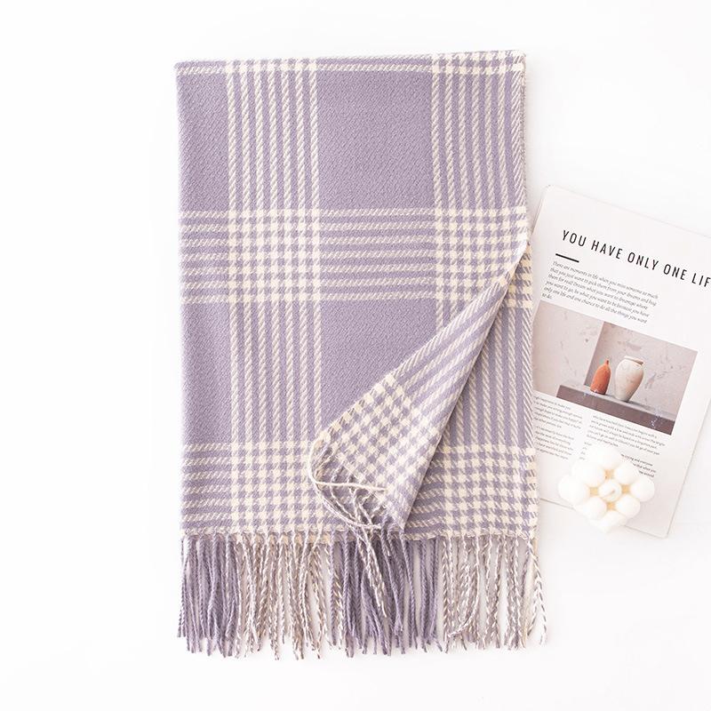 Maillard long scarf women's autumn and winter atmosphere fashion large plaid imitation cashmere shawl warm thickened neck scarf