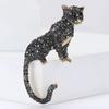 Vintage Atmospheric Alloy Rhinestone Cheetah Brooch Fashion Versatile Men'S Cardigan Coat Corsage Accessories Pin